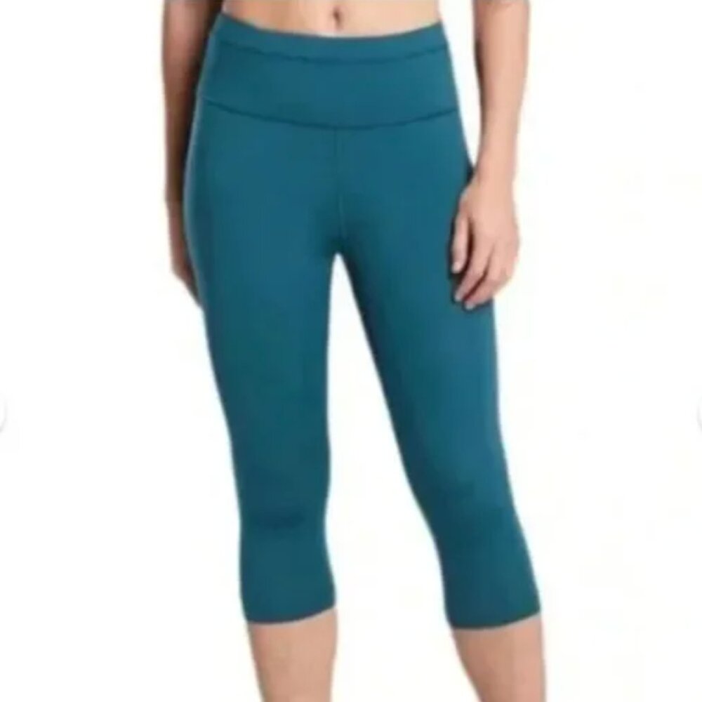 Athleta Accelerate Crop Leggings Womens XS Teal Blue Pull On Stretch Athletic